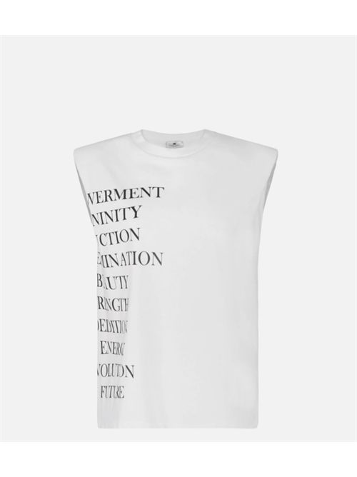 T-SHIRT WITH LETTERING PRINT ELISABETTA FRANCHI | MA70P61E2270 gesso